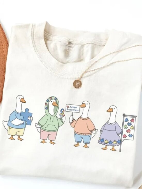 Tops - Funny Goose Shirt, Autism Awareness Shirt, Autism Month Tee